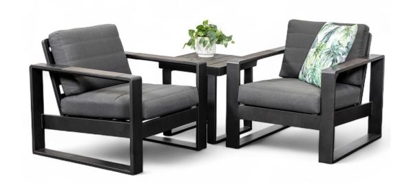 2x Allure Single Sofa Gun Metal & Side Table