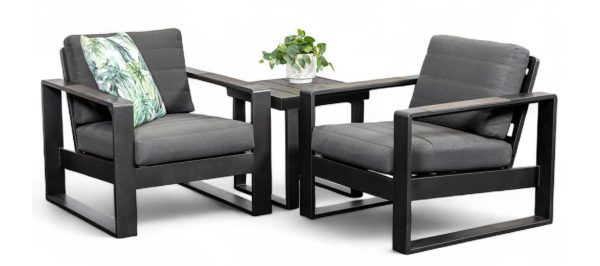 2 Allure Single Sofas Black & Side Table