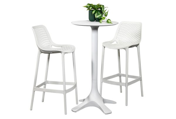 2 Isla Stools & Bronte 60cm Bar Table White