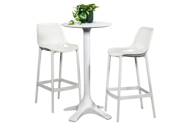 2 Isla Stools & Bronte 60cm Bar Table White