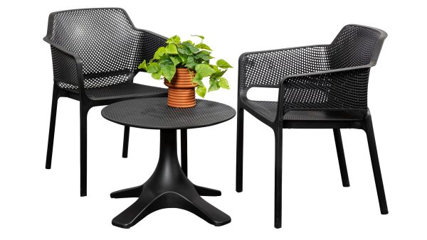 2 Paris Chairs & Bronte Side Table Black