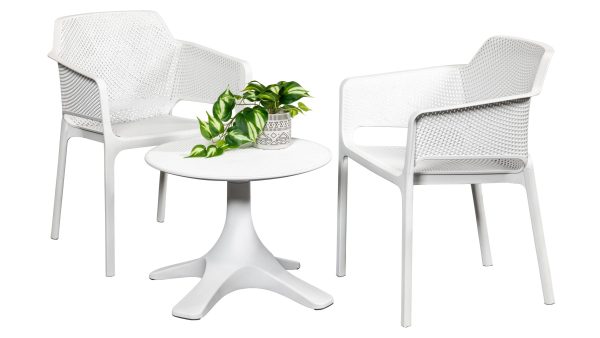 2 Paris Chairs & Bronte Side Table White