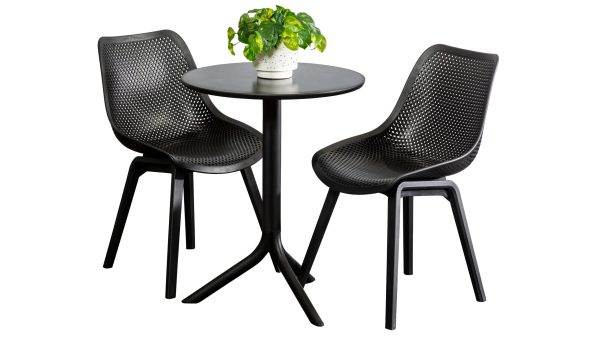 2 Bronte Chairs & Lyon 60cm Round Table Black