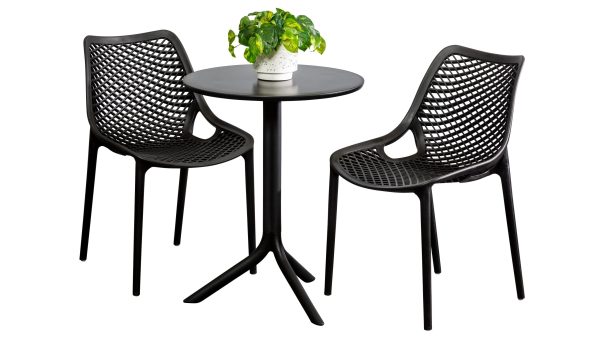 2 Isla Chairs & Lyon 60cm Round Table Black