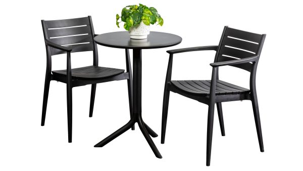 2 Lyon Chairs & Lyon 60cm Round Table Black