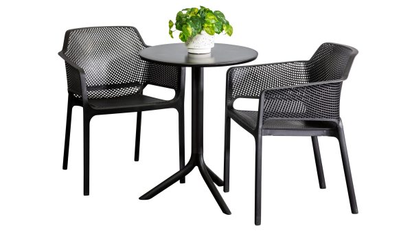 2 Paris Chairs & Lyon 60cm Round Table Black