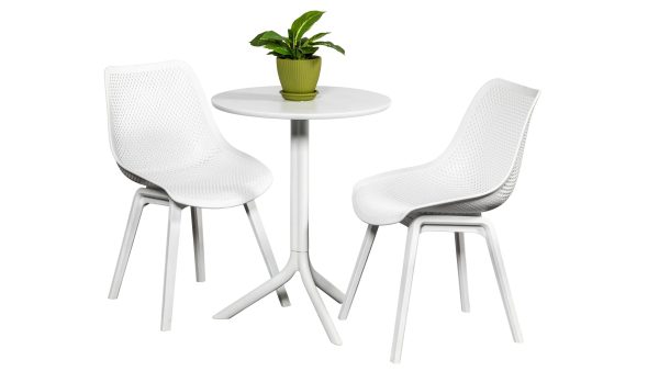2 Bronte Chairs & Lyon 60cm Round Table White