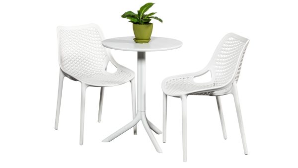 2 Isla Chairs & Lyon 60cm Round Table White