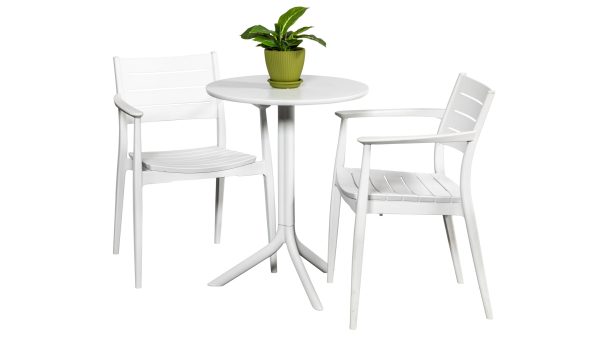 2 Lyon Chairs & Lyon 60cm Round Table White