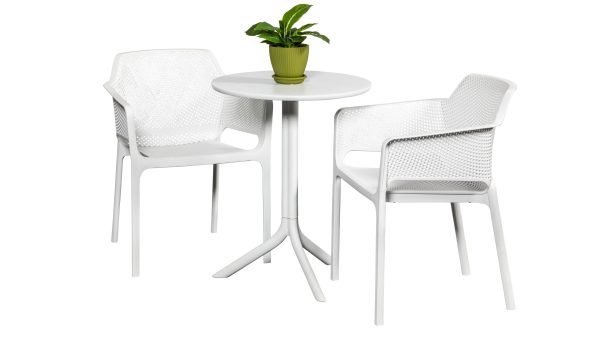 2 Paris Chairs & Lyon 60cm Round Table White
