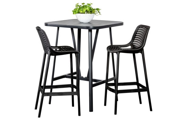 Isla 2 Seat Square Bar Set Black