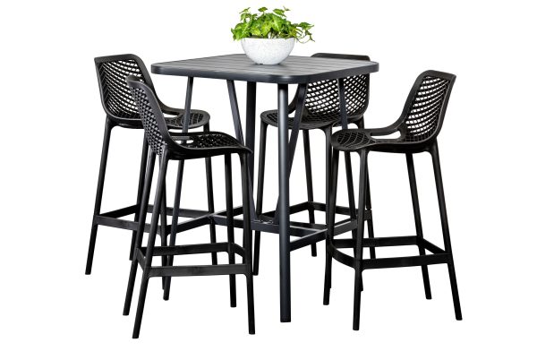 Isla 4 Seat Square Bar Set Black