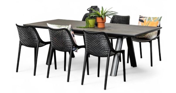 6 Isla Chairs & 2.3m Allure Table Gun Metal