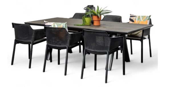 6 Paris Chairs & 2.3m Allure Table Gun Metal