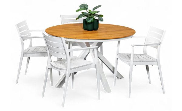 4 Lyon Chairs & Coast 1.2m Round Table White