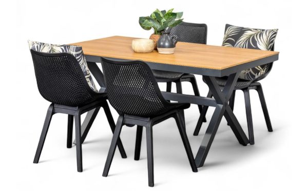 4 Bronte Chairs & Coast 1.5m Table Gun Metal