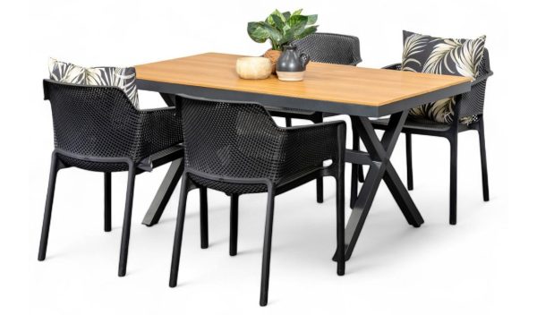 4 Paris Chairs & Coast 1.5m Table Gun Metal