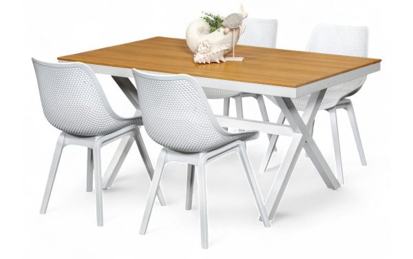 4 Bronte Chairs & Coast 1.5m Table White