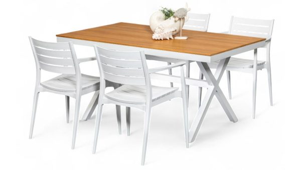 4 Lyon Chairs & Coast 1.5m Table White