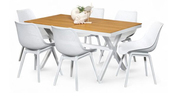 6 Bronte Chairs & Coast 1.5m Table White