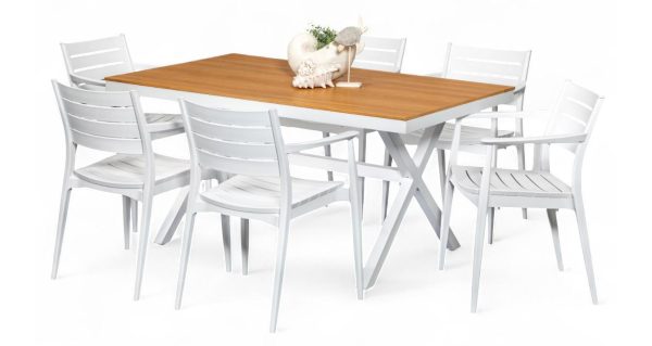 6 Lyon Chairs & Coast 1.5m Table White