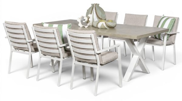 6 Breeze White Chairs & Element 2.2m GRC Table