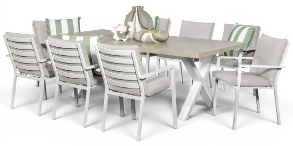 8 Breeze White Chairs & Element 2.2m GRC Table