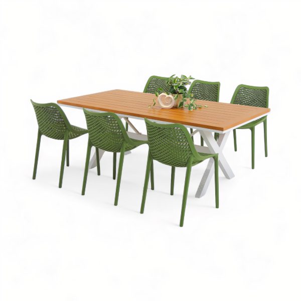6 Isla Grass Chairs & 2m Tribeca White Table