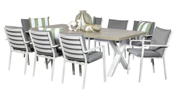 8 Breeze White Chairs & Element 2.2m GRC Table