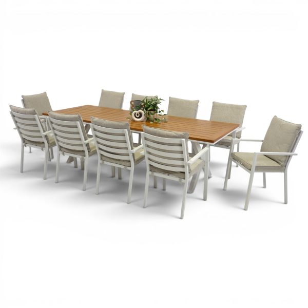 10 Breeze White Chairs & 2.6m Tribeca White Table