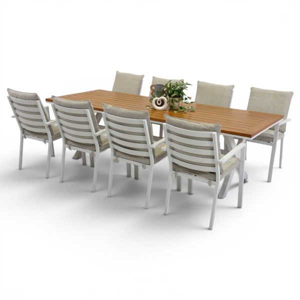 8 Breeze White Chairs & 2.6m Tribeca White Table