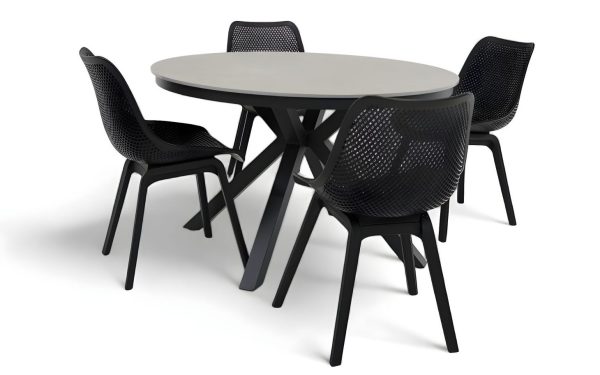 4 Bronte Chairs & Argos 1.2m Table Black