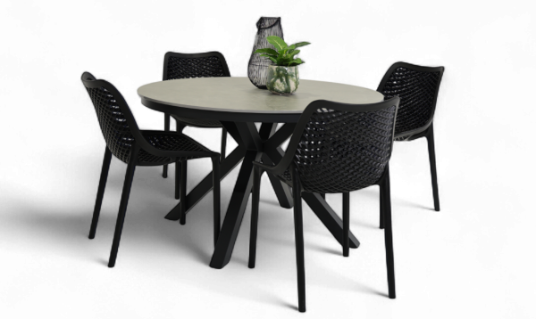 4 Isla Chairs & Argos 1.2m Table Black
