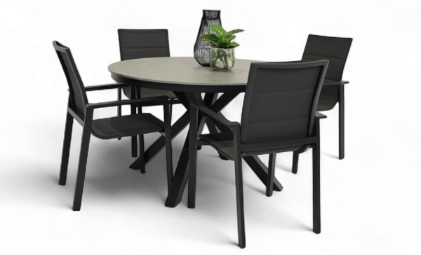 4 Lagoon Chairs & Argos 1.2m Table Black