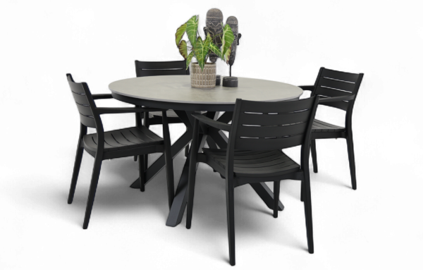 4 Lyon Chairs & Argos 1.2m Table Black