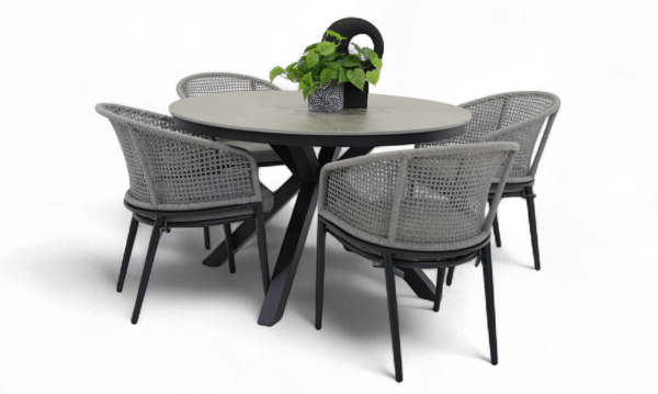 4 Sundown Chairs & Argos 1.2m Table Black