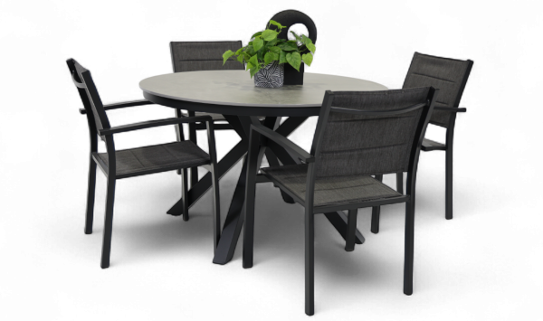 4 Whitby Chairs & Argos 1.2m Table Black