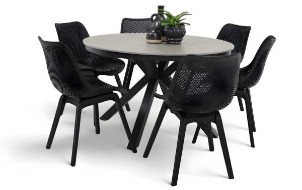 6 Bronte Chairs & Argos 1.2m Table Black