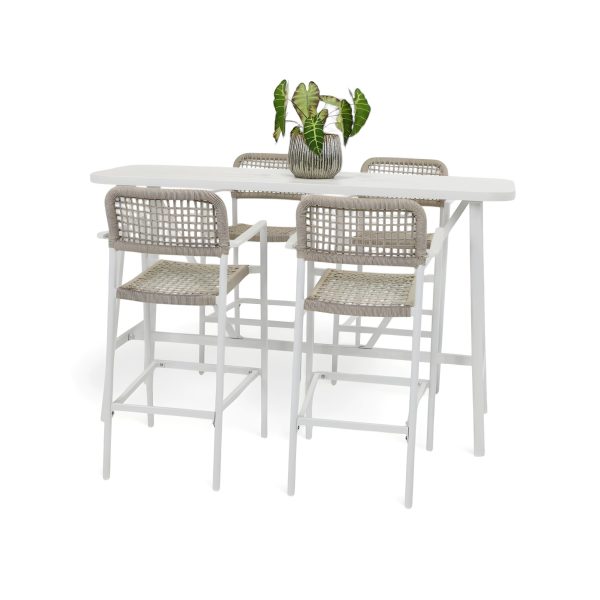 4 Salt Stools & Albi 1.76m Bar Table White