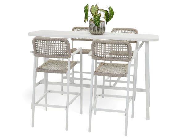 4 Salt Stools & Albi 1.76m Bar Table White