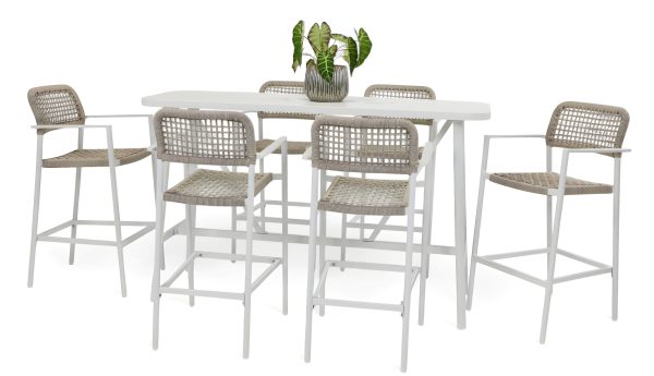 6 Salt Stools & Albi 1.76m Bar Table White