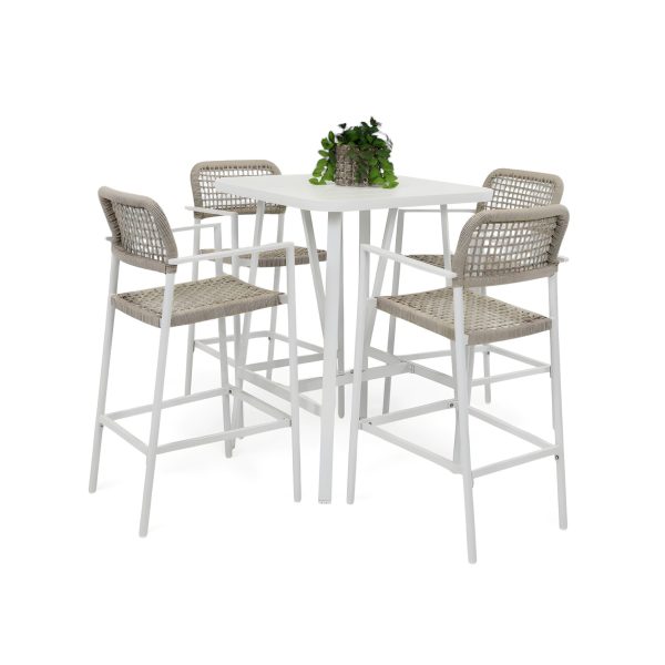 4 Salt Stools & Albi Square Bar Table White