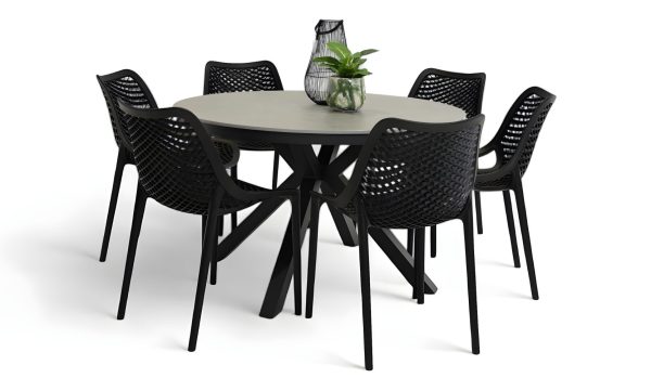 6 Isla Chairs & Argos 1.2m Table Black