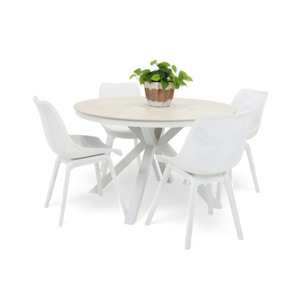 4 Bronte Chairs & Argos 1.2m Table White