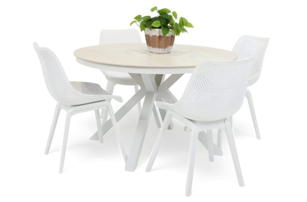4 Bronte Chairs & Argos 1.2m Table White