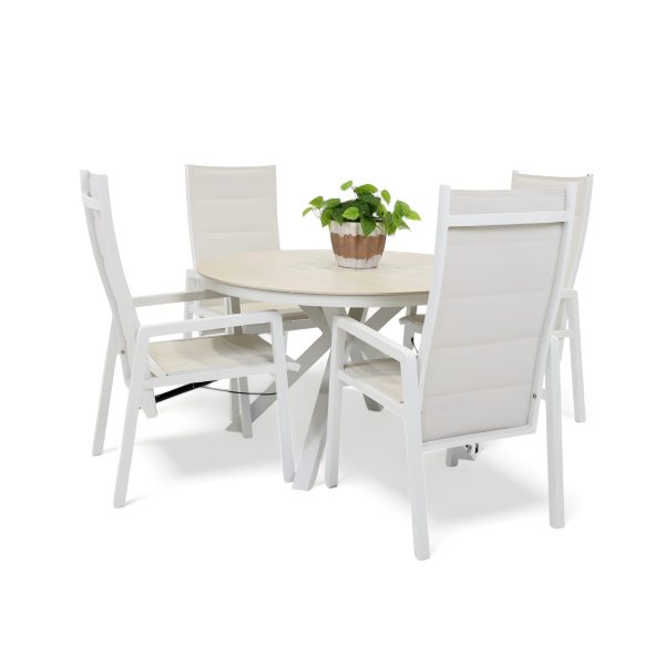 4 Crown Recliner Chairs & Argos 1.2m Table White