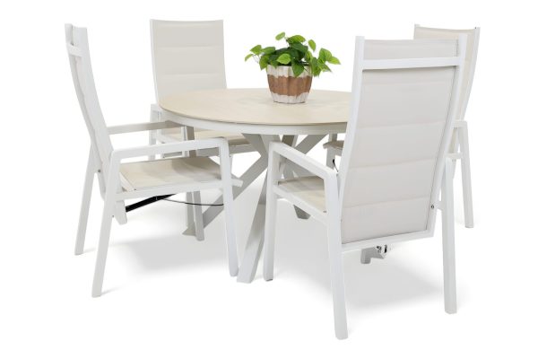 4 Crown Recliner Chairs & Argos 1.2m Table White