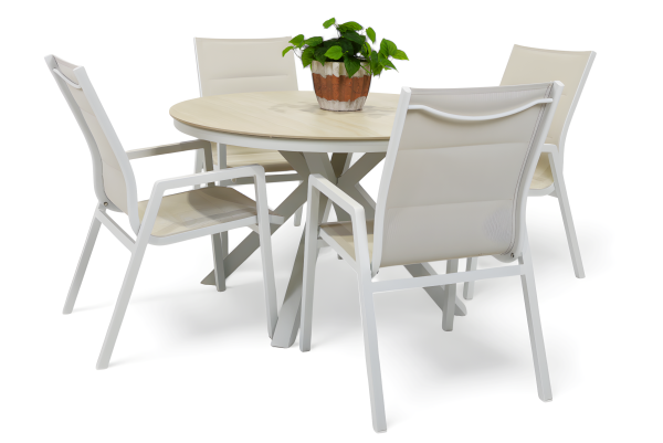 4 Crown Sling Chairs & Argos 1.2m Table White