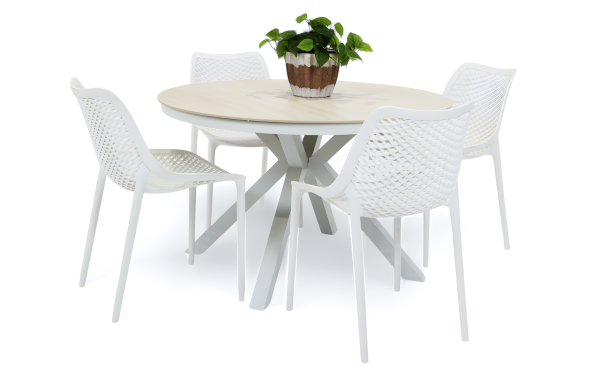 4 Isla Chairs & Argos 1.2m Table White