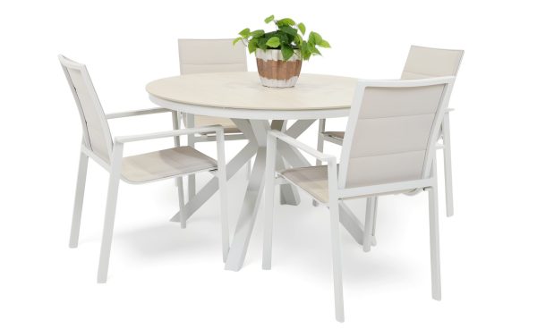 4 Lagoon Chairs & Argos 1.2m Table White
